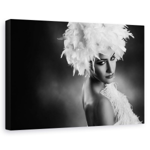 Tablou canvas - Stea, Portret, Alb-Negru, Palarie, Moda, 60 x 90 cm