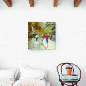 Tablou decorativ canvas Paris cu femeie lângă Turnul Eiffel