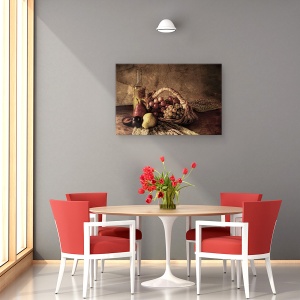 Tablou canvas - Struguri, Cos, Pere, Prune, Masa, 60 x 90 cm - Img 4