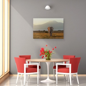 Tablou canvas - Sub Cerul Africii, Elefant, Pasari, Munte, Salbatic, 60 x 90 cm - Img 4