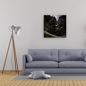 Tablou canvas - Sufla In Fluier, Abur, Tren, Fum, Feroviar, Cale Ferata, 60 x 60 cm - Img 2