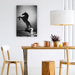 Tablou Canvas - Sufletul Unui Mustang, Mustang, Cal, sah, Umbra, Alb-Negru, 60 x 90 cm - Img 4