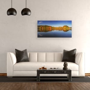 Tablou canvas - Toamna, Peisaj, Panorama, Reflectie, Oglinda, Padure, 50 x 100 cm - Img 2