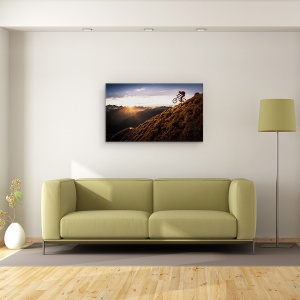 Tablou canvas - Traieste Aventura, Mountainbike, Mtb, Munti, Apus De Soare, 50 x 80 cm - Img 2