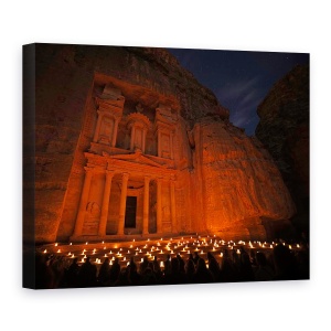 Tablou canvas - Treasury - Vedere Nocturna, Peisaj, Petra, Iordania, Trezorerie, Lumanari, 60 x 80 cm
