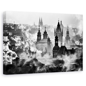 Tablou canvas - Turnurile Din Praga, Iarna, Acoperisuri, 60 x 90 cm