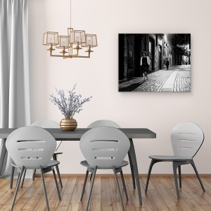 Tablou canvas - Uita-Te La Ei, Strada, Alb-Negru, Caine, Sezand, Telefon, 60 x 75 cm - Img 4