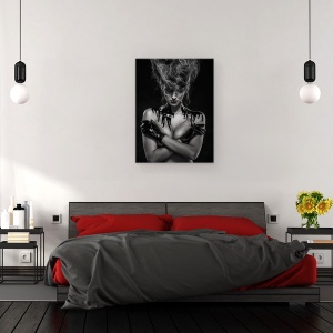 Tablou canvas - Ulei, Fata, Femeie, Persoana, Ochi, Studio, 50 x 70 cm - Img 3
