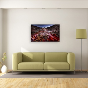 Tablou canvas - Ultima Lumina in Rio Tinto, Noapte, Peisaj, Huelva, Rosu, Rau, Curent, 50 x 80 cm - Img 2