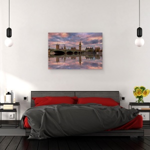 Tablou canvas - Un Apus Memorabil, Londra, Marea Britanie, Rau, Reflectie, 60 x 90 cm - Img 3