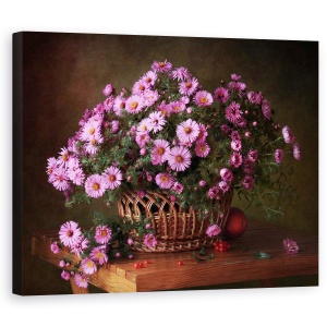 Tablou Canvas - Un Cos Cu Flori, Roz, Floare, Cos, Buchet, 40 x 50 cm