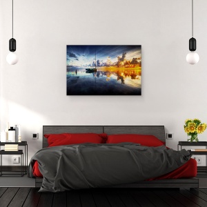 Tablou canvas - Un Timp Pentru Reflectie, Peisaj Marin, Rasarit De Soare, Golf, 40 x 60 cm - Img 3
