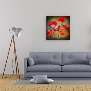 Tablou canvas - Unul, Maci, Roz, Rosu, Patrat, Floare, 60 x 60 cm - Img 2