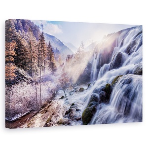 Tablou canvas - Valea Fara Inima, Cascada, Iarna, Vale, Magic, Atmosfera, 60 x 90 cm