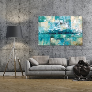 tablou canvas valuri abstracte în nuanțe de albastru 60x80 cm
