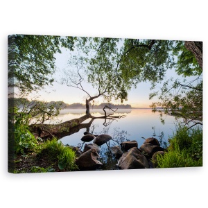 Tablou Canvas - Vedere La Lac, Peisaj, Copac, Jurnal, Frunze, Apa, 50 x 80 cm