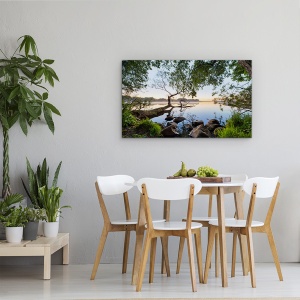 Tablou Canvas - Vedere La Lac, Peisaj, Copac, Jurnal, Frunze, Apa, 50 x 80 cm - Img 4