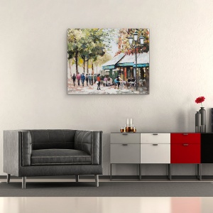 Tablou canvas - Viata De Oras, Paris, Viata Sociala, Oameni, Pictura, 60 x 75 cm - Img 2