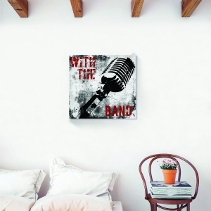 Tablou decorativ vintage muzical pe canvas cu microfon