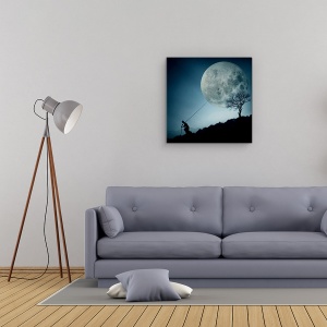 Tablou Canvas - Visatorul, Luna, Rotund, Cerc, Spatiu, 60 x 60 cm - Img 2