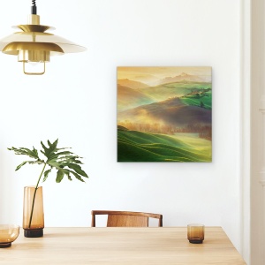 Tablou Canvas - Vise De Dimineata, Peisaj, Toscana, Vale, Casa, Lumina, 60 x 60 cm - Img 4