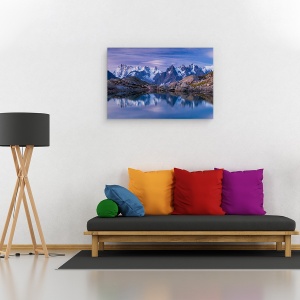 Tablou canvas - Visele Dinaintea Zorilor, Lac, Munti, Franta, Alpii, Chamonix, 60 x 90 cm - Img 4