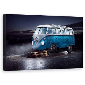 Tablou canvas - VW Kleinbus, Albastru, Masina, Pictura In Lumina, 50 x 80 cm