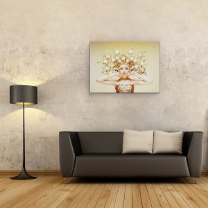 Tablou Canvas - Zana De Aur, Par, Palarie, Fata, Model, 60 x 80 cm - Img 2
