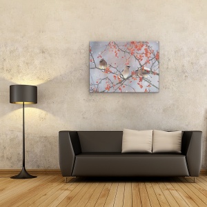 Tablou canvas - Zapada, Pasare Si Copac, Iarna, Salbatic, Natura, Animal, 50 x 70 cm - Img 2