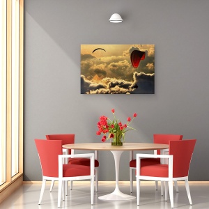 Tablou canvas - Zbor Cu Parapanta, Parasuta, Aripa, Apus De Soare, Nori, 60 x 90 cm - Img 4