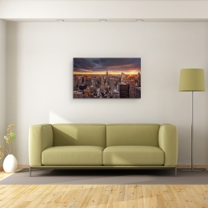 Tablou canvas - Zgarie Nori, Orizont, Oras, Arhitectura, Calatorie, Soare, Usor, 50 x 80 cm - Img 2