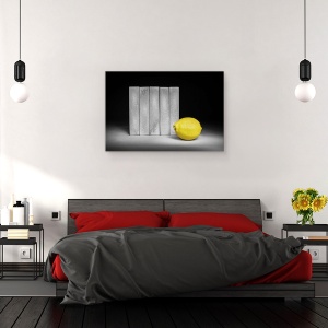Tablou canvas - Zidul, Citrice, Galben, Gri, Lamaie, Natura Moarta, 40 x 60 cm - Img 3