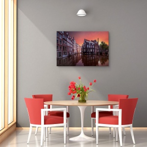 Tablou canvas - Zori de zi in Amsterdam, Orase si arhitectura, Canal, 80 x 120 cm - Img 4