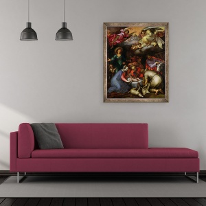 Tablou inramat - Abraham Bloemaert - Adorarea Pastorilor, 50 x 60 cm - Img 2