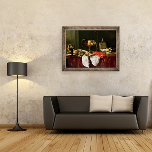 Tablou inramat - Abraham Hendricksz van Beyeren - Natura moarta cu homar, 60 x 80 cm - Img 2