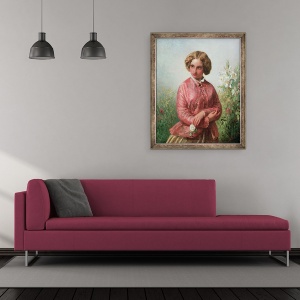 Tablou inramat - Abraham Solomon - Portretul unei fete tinere cu un trandafir, 50 x 60 cm - Img 2