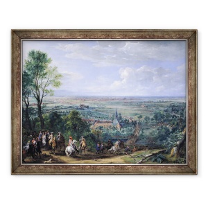 Tablou inramat - Adam Frans van der Meulen - Ludovic al XIV-lea 1638-1715 la asediul de la Lille cu care se confrunta Prioria Fives, august 1667, 60 x 80 cm