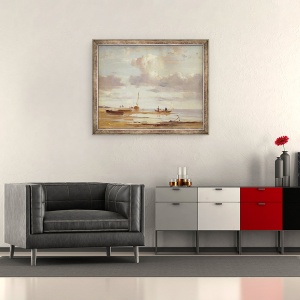 Tablou inramat - Adolf Vollmer - Elba la Blankenesee, 50 x 60 cm - Img 2