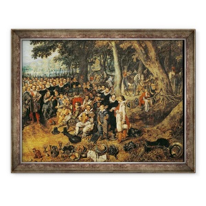 Tablou inramat - Adriaen Pietersz van de Venne - Alegorie a armistitiului din 1609 intre tarile de Jos si Spania, 70 x 90 cm
