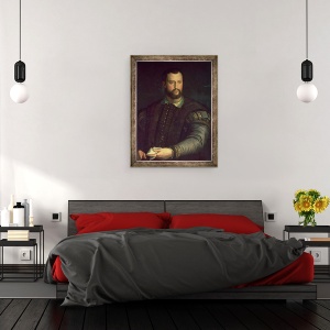 Tablou inramat - Agnolo di Cosimo Bronzino - Portretul lui Cosimo I de Medici 1519-74 1559, 60 x 80 cm - Img 3