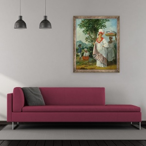 Tablou inramat - Agostino Brunias - West indian Creola Femeie cu ei negru servitor, 50 x 60 cm - Img 2
