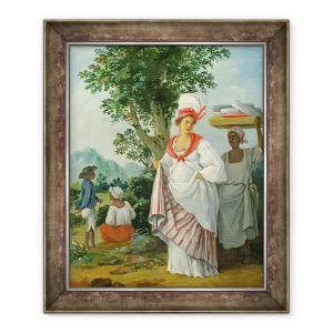 Tablou inramat - Agostino Brunias - West indian Creola Femeie cu ei negru servitor, 70 x 85 cm