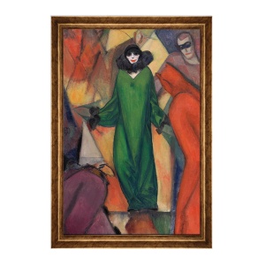 Tablou Inramat - Albert Bloch - The Green Domino, Rama Auriu, 60 x 90 cm