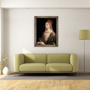 Tablou inramat - Albrecht Durer - Autoportret cu un ciulin, 70 x 90 cm - Img 2