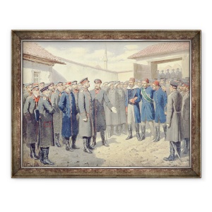 Tablou inramat - Aleksei Danilovich Kivshenko - Caderea Plevnei, Ranitii Osman-Pashah inaintea lui Alexandru al II-lea 1818-1881, 70 x 90 cm