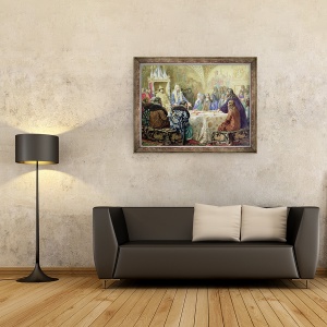 Tablou inramat - Aleksei Danilovich Kivshenko - Consiliul din 1634, inceputul disidentei Bisericii in Rusia, 70 x 90 cm - Img 2