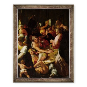Tablou inramat - Alessandro di Vincenzio Fei - Isus i-a alungat pe negustori din templu, 70 x 90 cm