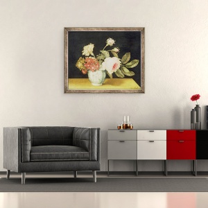 Tablou inramat - Alexander Marshal - Flori intr-un borcan Delft, 50 x 60 cm - Img 2