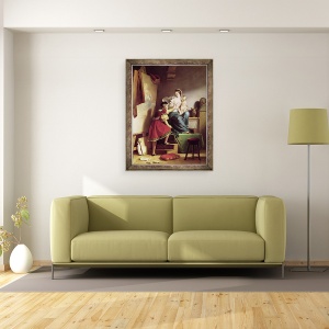 Tablou inramat - Alexandre Evariste Fragonard - Rafael isi ajusteaza pozitia modelului pentru pictura Fecioarei si Copilului, 60 x 80 cm - Img 2