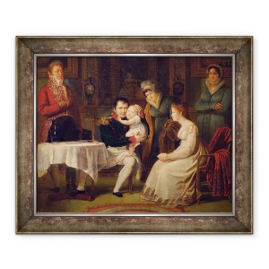 Tablou inramat - Alexandre Menjaud - Napoleon I 1769-1821 Marie Louise 1791-1847 si regele Romei 1811-73 1812, 50 x 60 cm
